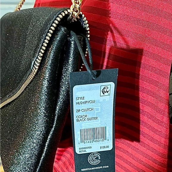 Rebecca Minkoff Black and Glitter Zip Clutch - Picture 11 of 13